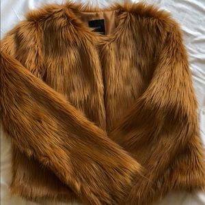 Camel / Orange faux fur jacket